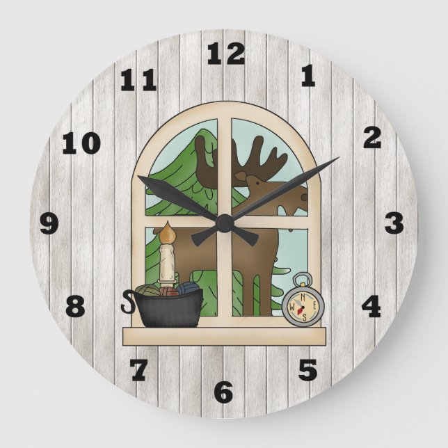 Country Moose Window wall clock (Front)