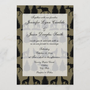 Country Moose Wolves Wildlife Wedding Invitations