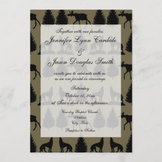 Country Moose Wolves Wildlife Wedding Invitations
