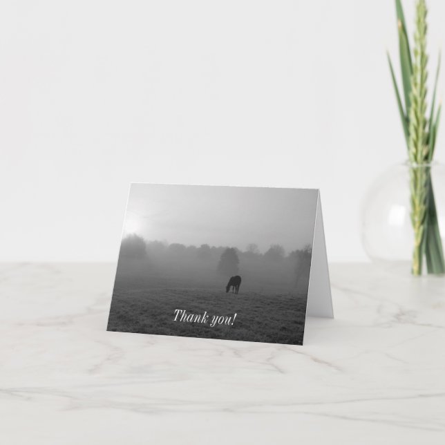 Country Morning Grayscale Thank You Card (Front)