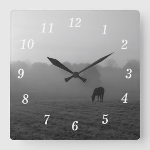 Country Morning Grayscale Wall Clock