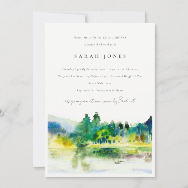 Country Mountain River Landscape Bridal Shower Invitation (Front)