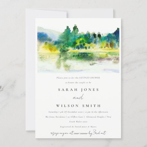 Country Mountain River Landscape Couples Shower Invitation