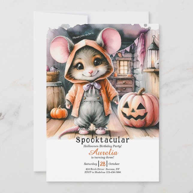 Country Mouse Halloween Invitation (Front)