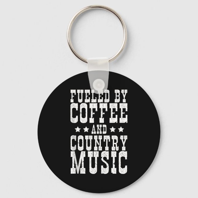 Country Music &amp; Coffee - Funny Quote Western M Keychain (Front)