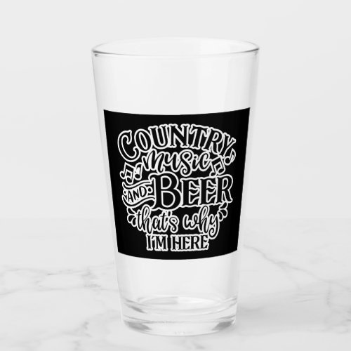Country Music And Beer Country Music Graphic Glass