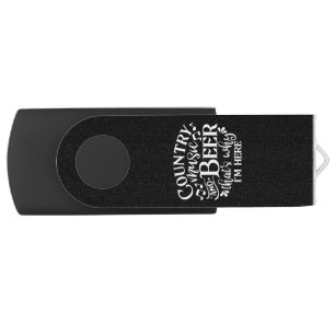 Country Music And Beer Vintage Country Music Flash Drive