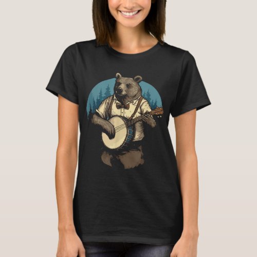 Country Music Bear Banjo Player Awesome Folk T_Shirt