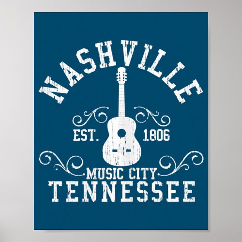 Country Music City Nashville Guitar Tennessee Poster