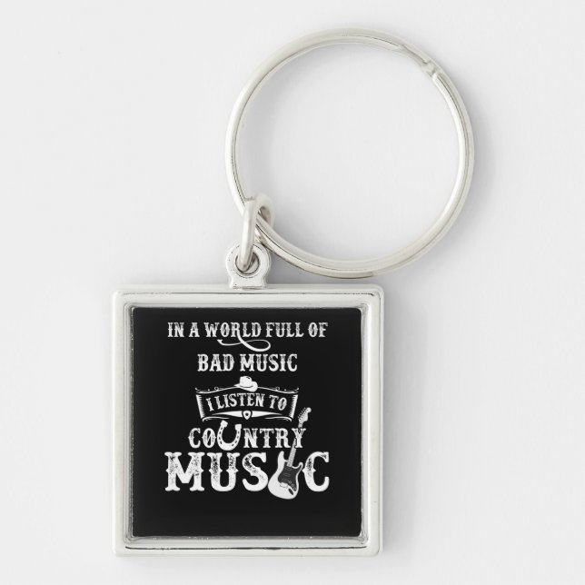 Country Music Gift Guitar Nashville Country Music Keychain (Front)