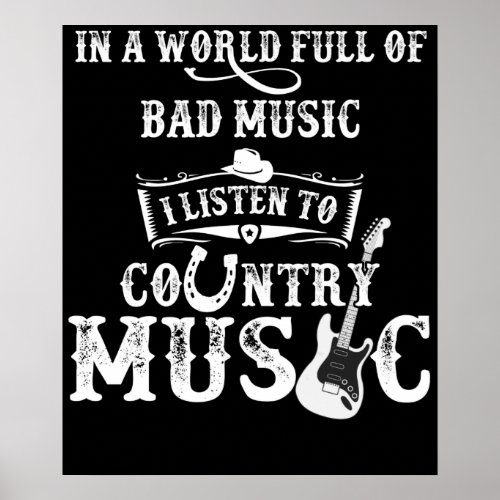 Country Music Gift Guitar Nashville Country Music Poster