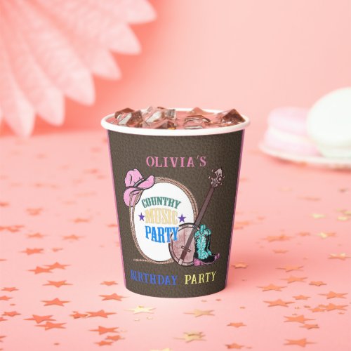 Country Music Girl Birthday Party Paper Cups