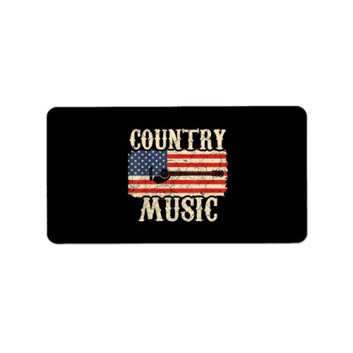 Country Music Guitar American Flag Gift Label