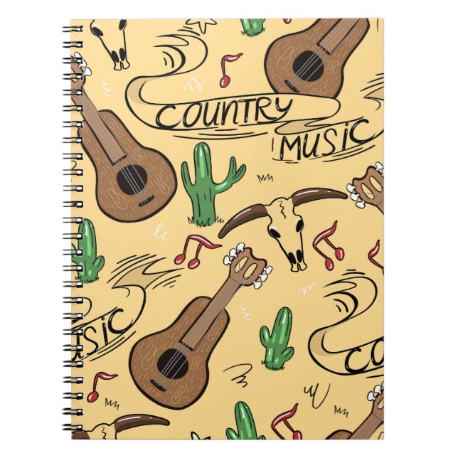 Country Music Guitar Cactus Pattern Notebook (Front)