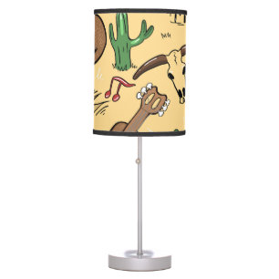 Country Music Guitar Cactus Pattern Table Lamp