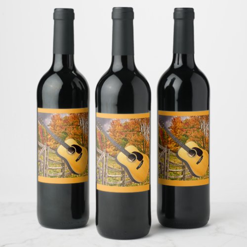 Country Music Guitar Wine Label