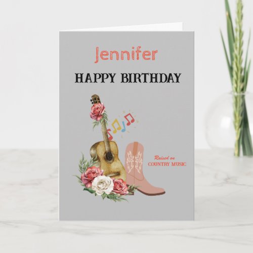 Country Music Happy Birthday card Editable Card