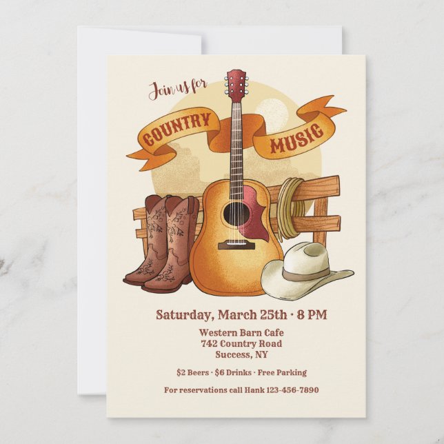 Country Music  Invitation (Front)
