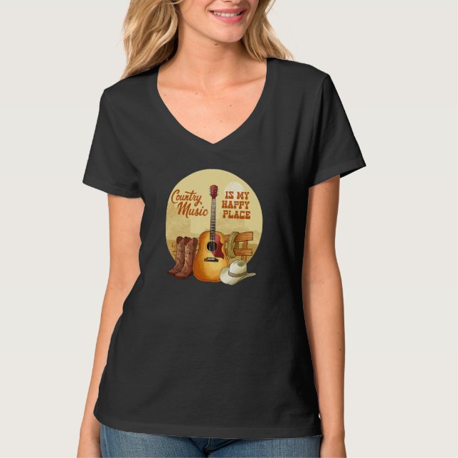 Country Music is My Happy Place Country Lifestyle  T-Shirt (Front)