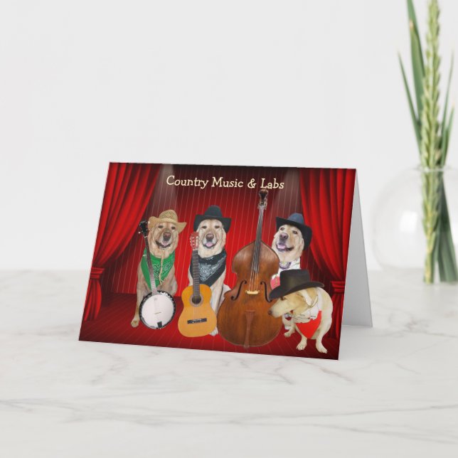 Country Music & Labs Customizable Birthday Card (Front)