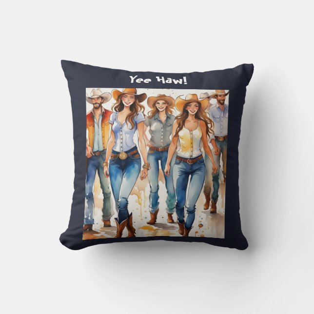 Country Music Line Dancing, editable text Throw Pillow (Front)