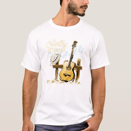 Country Music Lover Cowboy Guitar  T_Shirt
