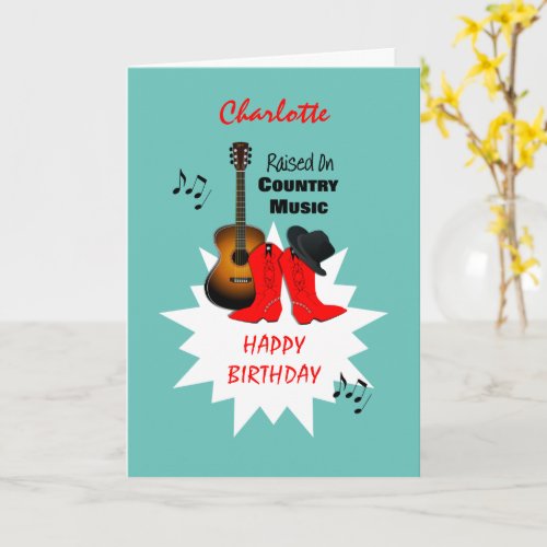 Country Music Personalized Happy Birthday Card