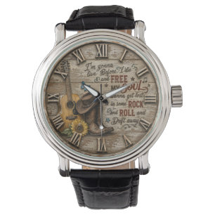 Country Music Rustic Guitar & Cowboy Boots Watch