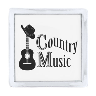 Country music silver finish lapel pin