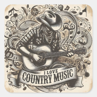 Country music. square sticker