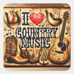 Country music. square sticker