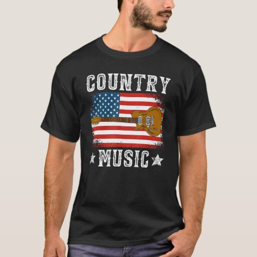 Country Music US Flag Guitar Patriotic Southern We T_Shirt