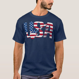 Country Music Usa Vintage Guitar American Flag 404 T-Shirt