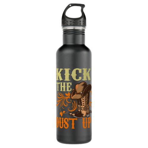 Country Music Wild West Cowboy Boots Kick The Dust Stainless Steel Water Bottle