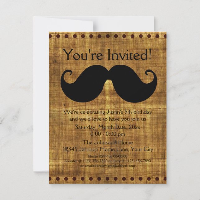 Country Mustache Invitation (Front)
