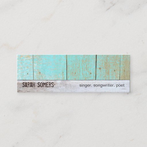 Customizable Country Nature Weathered Rustic Turquoise Wood Business Card
