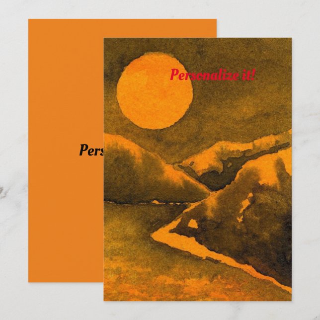 Country night lake with hunter's or harvest moon invitation (Front/Back)