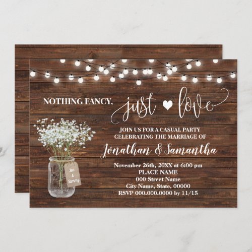 Country Nothing Fancy Just Love Elopement Invite