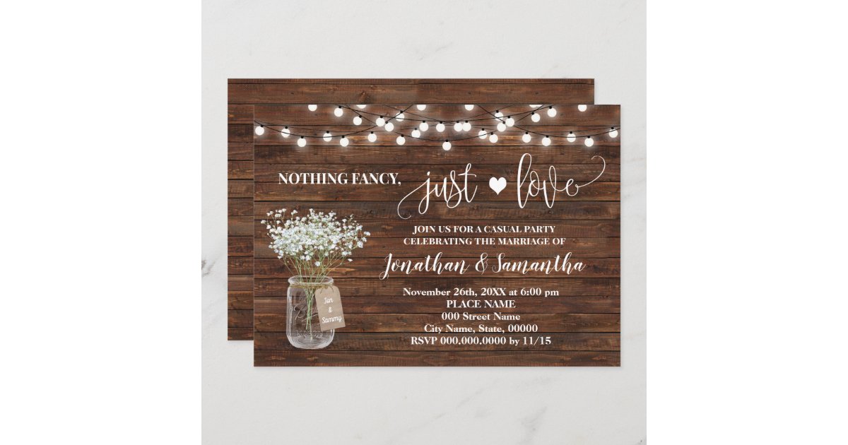 Country Nothing Fancy Just Love Elopement Invite | Zazzle