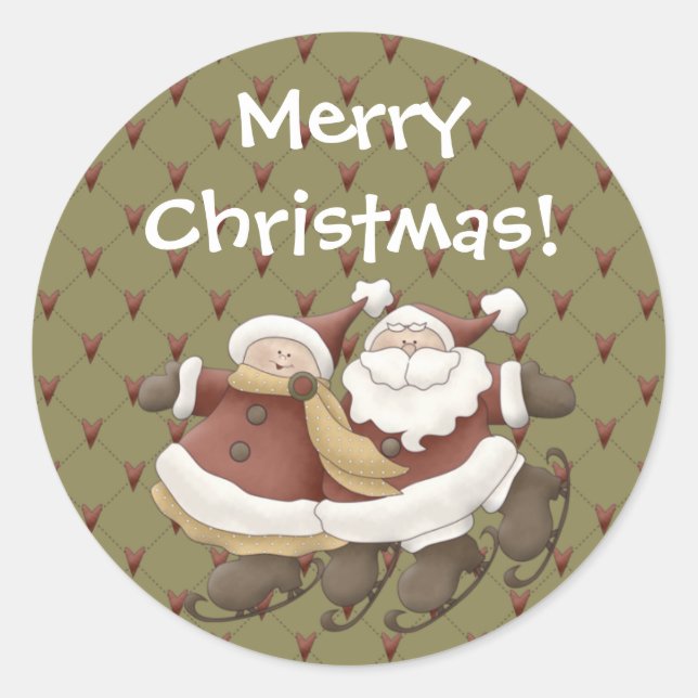 Country Nowel Santa Christmas Sticker (Front)