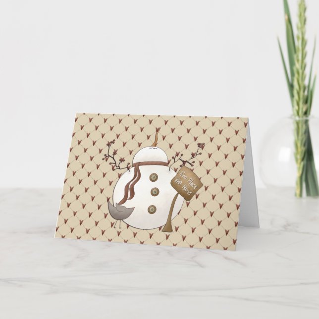 Country Nowel Snowman Christmas Card (Front)