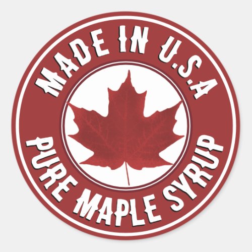 Country of Origin Red Leaf Organic Maple Syrup  Classic Round Sticker