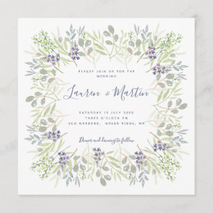 Country olives and rosemary greenery Wedding Invitation