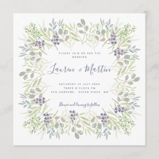 Country olives and rosemary greenery Wedding Invitation