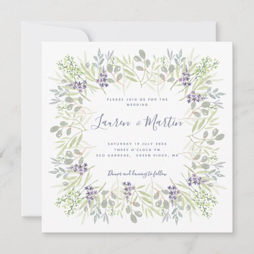 Country olives and rosemary greenery Wedding Invitation