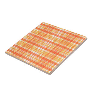 Country Orange Yellow Plaids Ceramic Tile