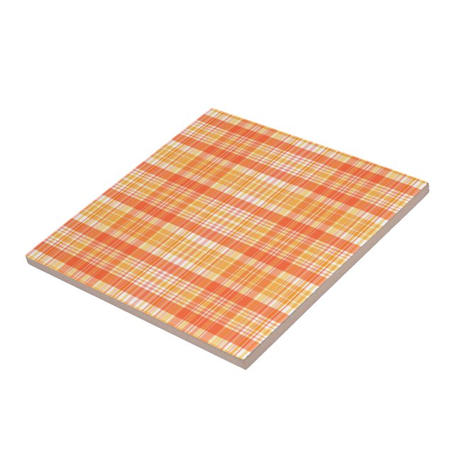 Country Orange Yellow Plaids Ceramic Tile (Side)