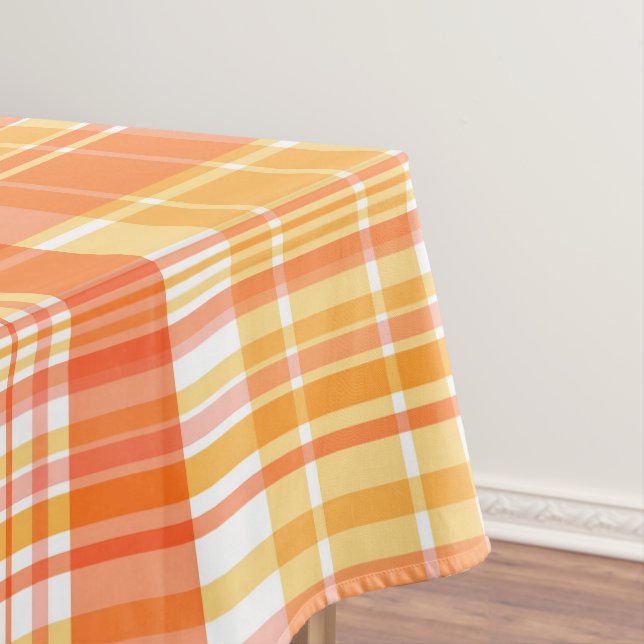Country Orange Yellow Plaids Tablecloth (In Situ)