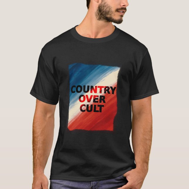 Country Over Cult – Patriotic Paint Streaks T-Shirt (Front)