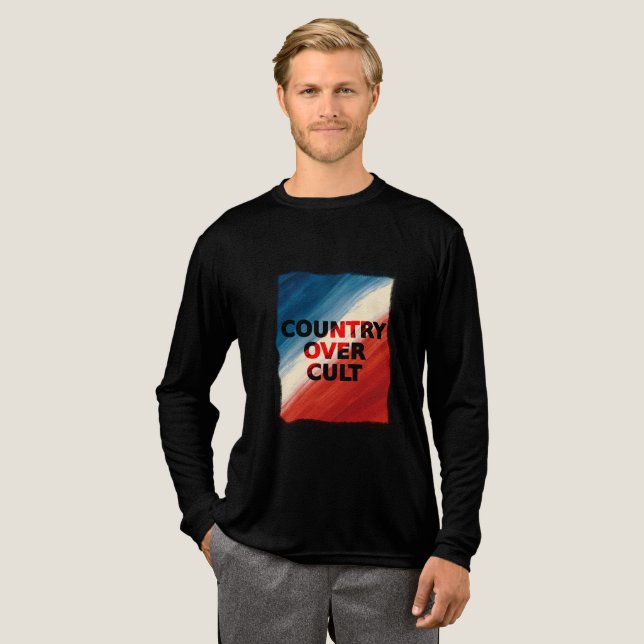 Country Over Cult – Patriotic Paint Streaks Tri-Blend Shirt (Full Front)